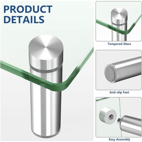 Dual Glass Monitor Stand Riser, 2 Pack Computer Monitor Riser, Clear Stand - Picture 3 of 7